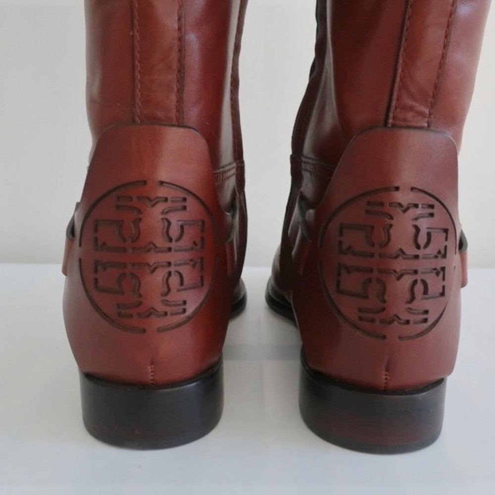 Tory Burch Derby Riding Boots Brown Leather - Picture 7 of 8